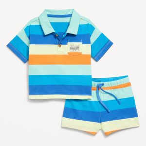 Printed Polo Shirt and Shorts Set for Baby