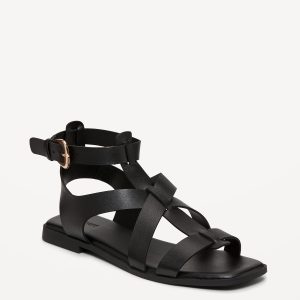Faux-Leather Gladiator Sandals for Women