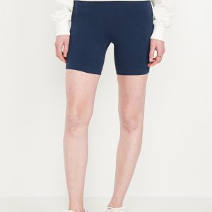 High-Waisted Jersey Biker Shorts -- 6-inch inseam