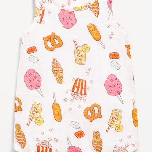 Printed Sleeveless Double-Weave One-Piece Romper for Baby