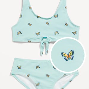 Printed Tie-Knot Bikini Swim Set for Girls