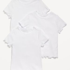 Short-Sleeve Lettuce-Edge T-Shirt 3-Pack for Toddler Girls