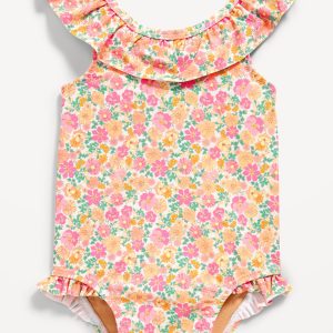 Printed Ruffle-Trim One-Piece Swimsuit for Baby