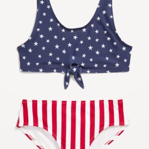Printed Tie-Knot Bikini Swim Set for Girls