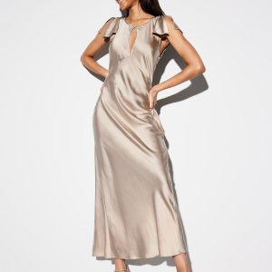 The Occasion by Old Navy Flutter-Sleeve Keyhole Satin Maxi Dress