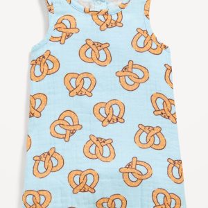 Printed Sleeveless Double-Weave One-Piece Romper for Baby