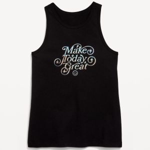Fitted Graphic Back-Cutout Tank Top for Girls