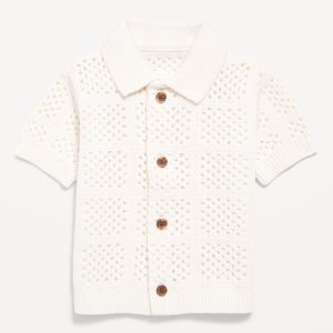 Short-Sleeve Crochet-Knit Shirt for Baby