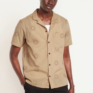 Short-Sleeve Embroidered Camp Shirt