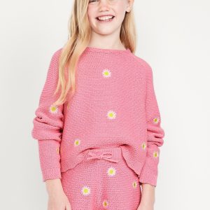 Sweater-Knit Embroidered Shorts for Girls