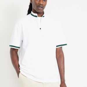 Mock-Neck Pique Quarter Zip