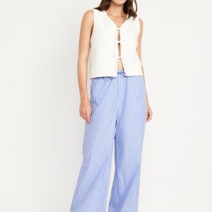 High-Waisted Poplin Super Wide-Leg Pants