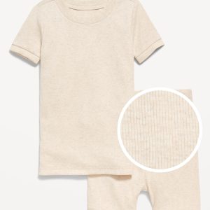 Unisex Snug-Fit Ribbed Pajama Set for Toddler & Baby