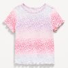 Printed Short-Sleeve Lettuce-Edge T-Shirt for Toddler Girls