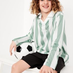 Oversized Long-Sleeve Collared Performance Top for Boys
