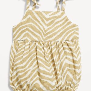 Printed Sleeveless Double-Weave One-Piece Romper for Baby