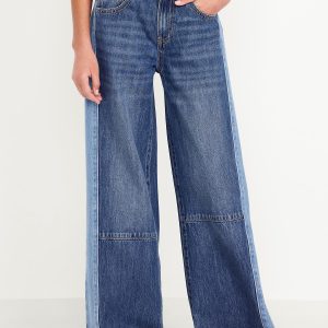 Super Baggy Two-Tone Wide-Leg Jeans for Girls