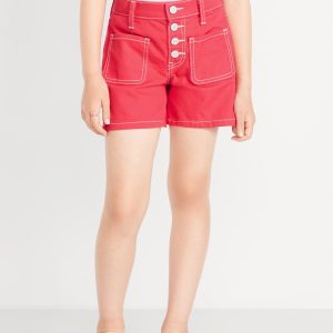 High-Waisted Mariner Midi Jean Shorts for Girls