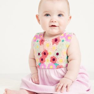 Sleeveless Crochet-Panel Dress and Shorts Set for Baby