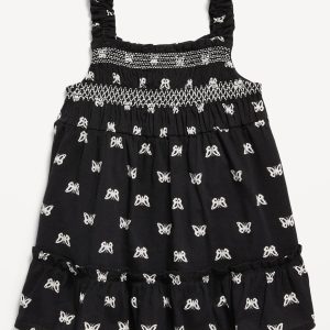 Printed Sleeveless Ruffle-Trim Smocked Dress for Baby
