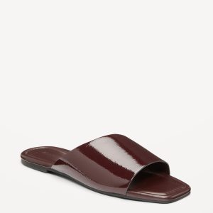 Faux-Leather Slide Sandals for Women