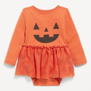Long-Sleeve Graphic Bodysuit Tutu Dress for Baby