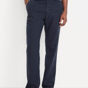 90's Straight Linen-Blend Chino Pants