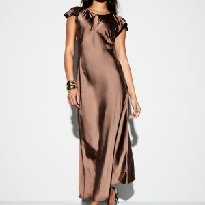The Occasion by Old Navy Flutter-Sleeve Keyhole Satin Maxi Dress