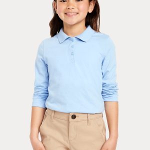 School Uniform Jersey-Knit Polo Shirt for Girls