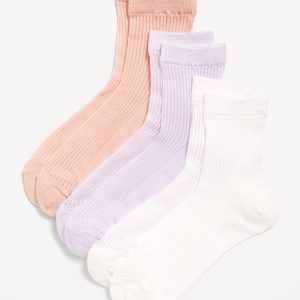 Sheer Stripe Quarter Crew Socks 3-Pack for Women
