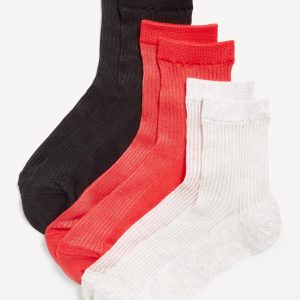 Sheer Stripe Quarter Crew Socks 3-Pack for Women