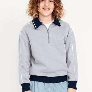 Collared Quarter-Zip Fleece Sweatshirt for Boys