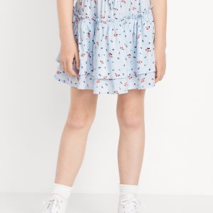 Printed Tiered Ruffled Skirt for Girls