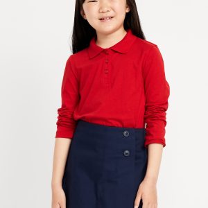 School Uniform Jersey-Knit Polo Shirt for Girls