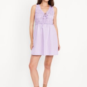 Fit & Flare Smocked Bodice Mini Dress