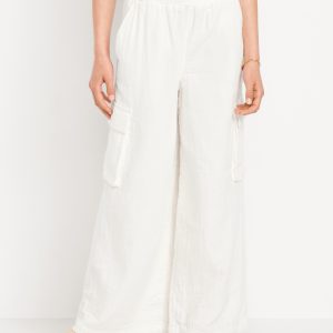 Double-Weave Wide-Leg Cargo Pants for Girls