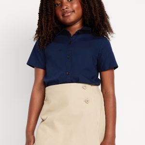 School Uniform Short-Sleeve Poplin Shirt for Girls