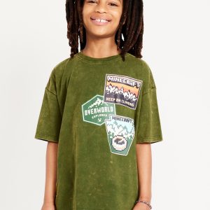 Oversized Minecraftâ„¢ Gender-Neutral Graphic T-Shirt for Kids
