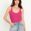 First-Layer Ribbed Scoop-Neck Tank Top