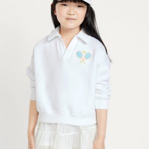 Long-Sleeve Graphic Polo Sweatshirt for Girls