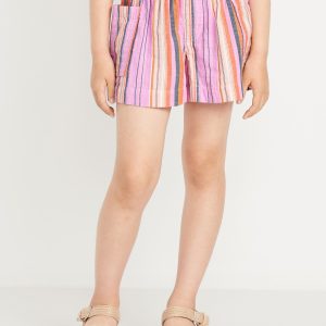 Printed Double-Weave Pull-On Utility Shorts for Girls