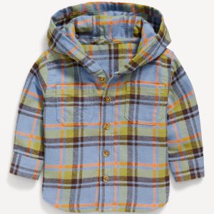 Plaid Hooded Shacket for Baby