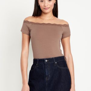 Off-Shoulder Lace-Trim Top