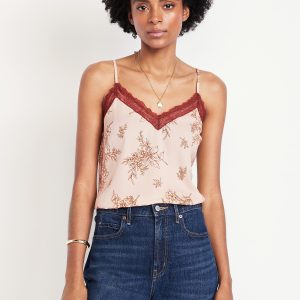 Lace-Trim Satin Cami Top