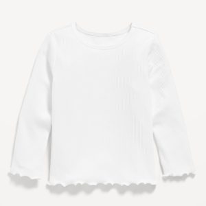 Fitted Long-Sleeve Ribbed T-Shirt for Toddler Girls