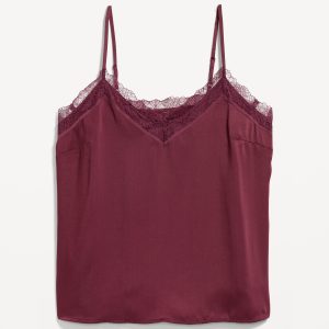 Lace-Trim Satin Cami Top