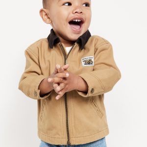 Full-Zip Twill Barn Coat for Baby