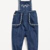 Sleeveless Embroidered Jean Jumpsuit for Baby