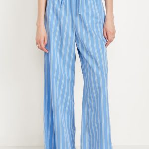 Poplin Wide-Leg Pajama Pants