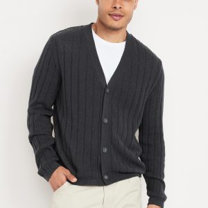 Ribbed Button-Front Cardigan